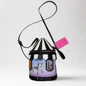NWT Betsey Johnson Spin Me Carousel Crossbody Bag Light Up Unicorn Circus Purse